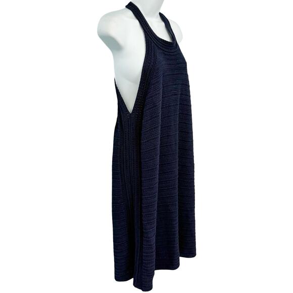 Gap Navy Blue Crochet Mini Halter Button Back Trapeze Dress size XL NEW Tags - Picture 8 of 10